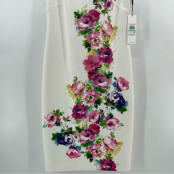 NEW Calvin Klein Sheath Dress White Floral Sleeveless 8 - Picture 5 of 12